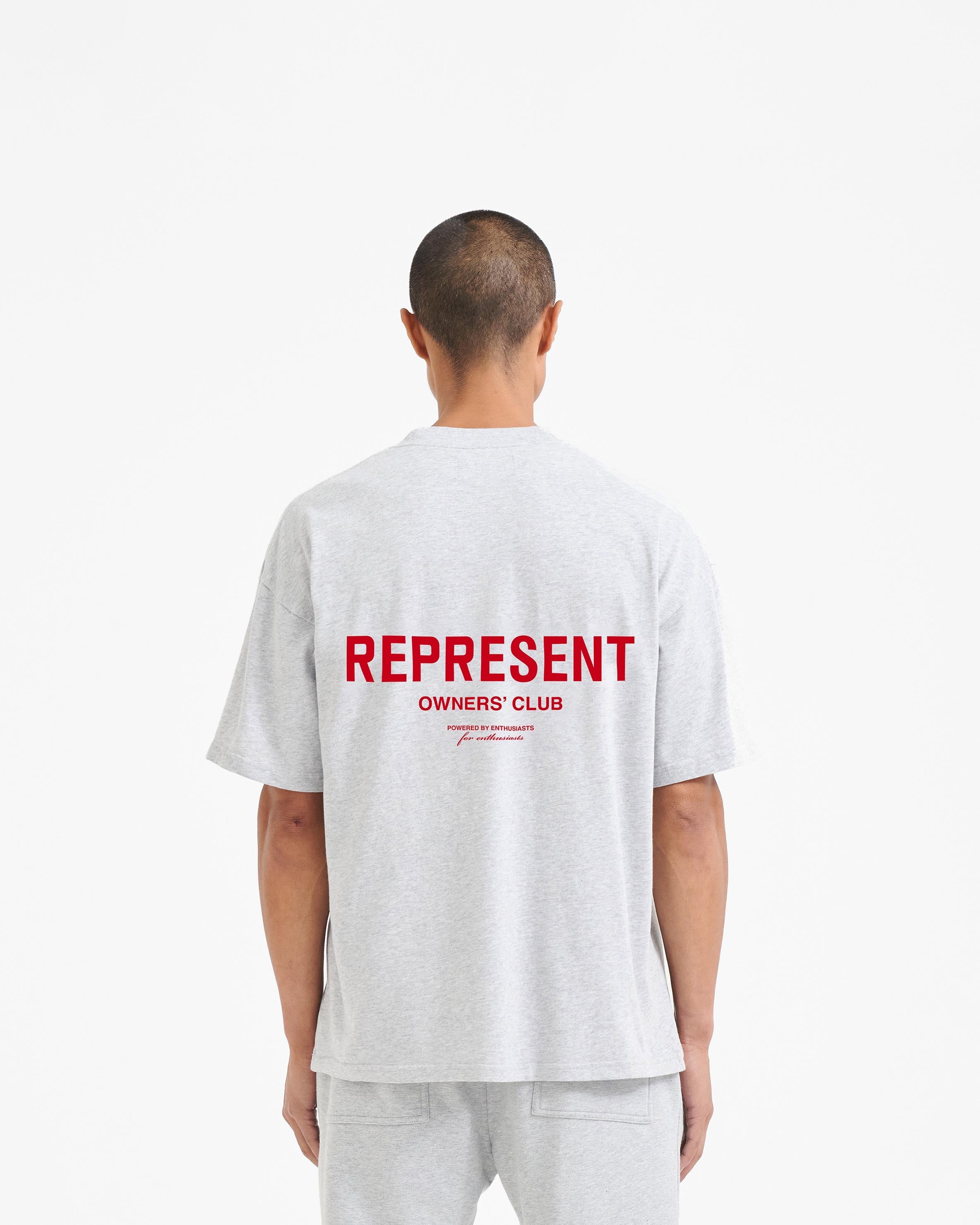 Represent Owners Club T-Shirt - Ash Grey Red